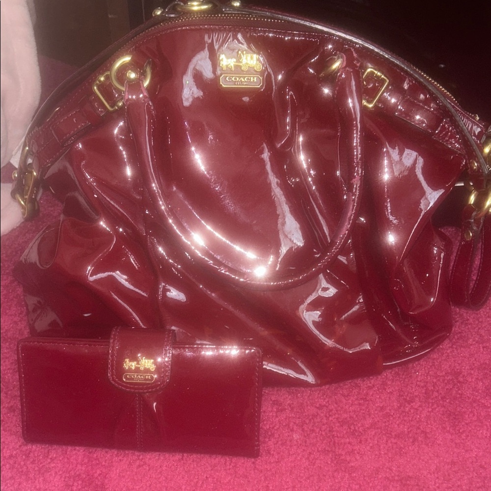 Coach Glossy Red Shoulder Bag